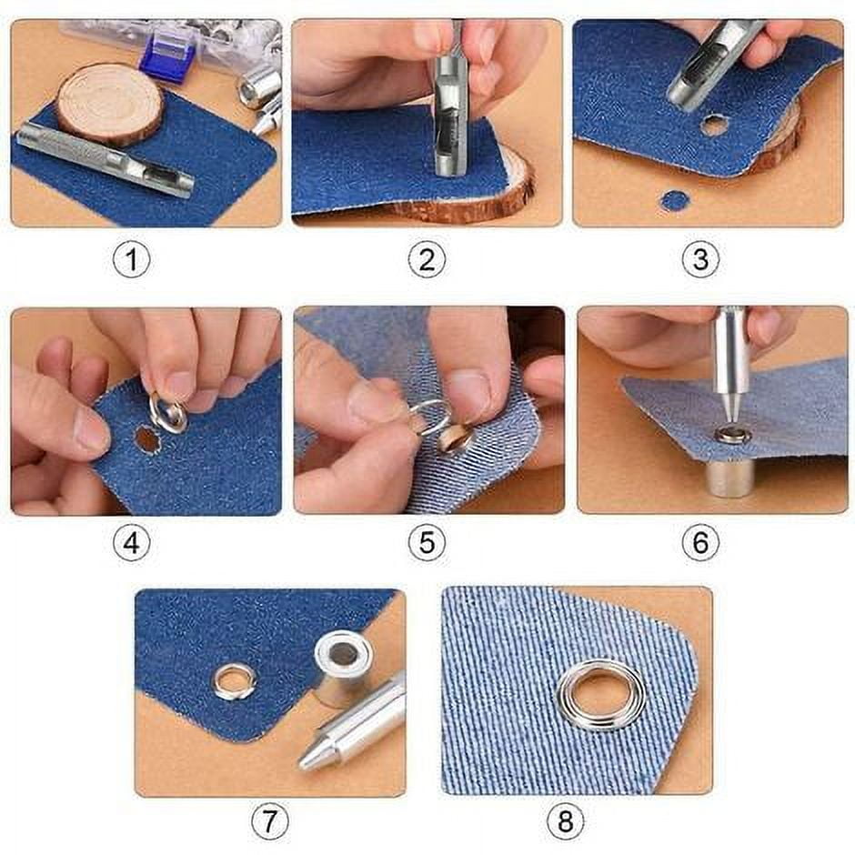 100pcs Eyelet Sets 14mm Eyelet Grommet Kit Metal Tools Grommet Kit Eyelet with Eyelet Tools for Canvas Curtain Repair Silver