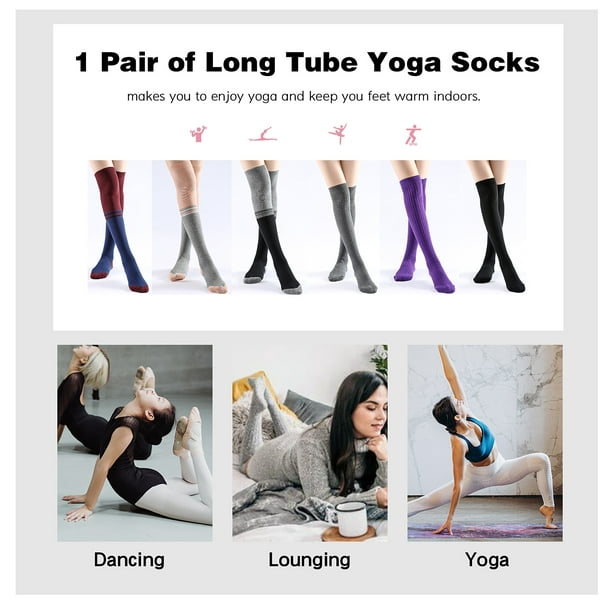 Neinkie 1 Pair Non-slip Grip Socks Yoga Pilates Hospital Socks Cushioned  Sole Grip Socks for Men Women Pilates Barre 