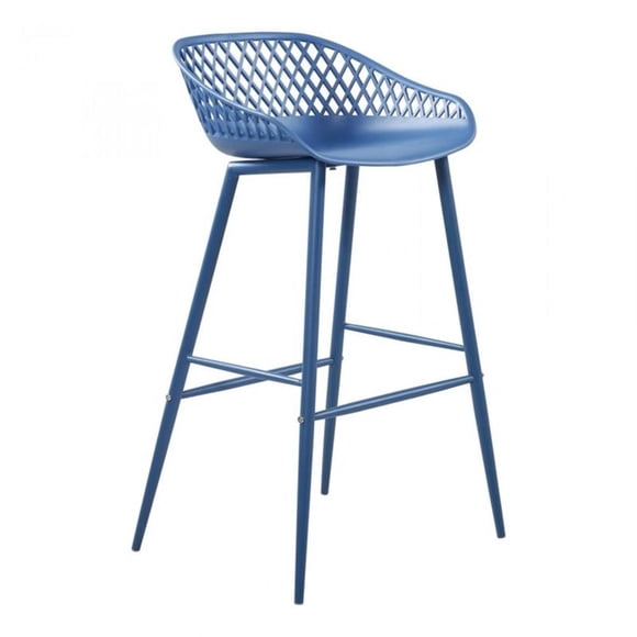 Moe's Home Collection Piazza Plastic Patio Bar Stools - Set of 2, Blue
