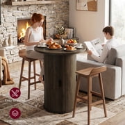 Hawsaiy Round Bar Table with Storage, 31.5 Pub Table with Sliding Door Cabinet, 39.6 Tall Bar Height Table, Modern Bistro Cocktail Table for Kitchen, Dining Room, Home Bar, Small Spaces