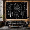 thumbnail image 6 of Crescent Moon with Beaded Charms and Stars, Dreamy Boho Style for Astrology Fans, Celestial Wall Decor Housewarming Gift, Tapestry Wall Hanging for Bedroom and Dorm, 6 of 7