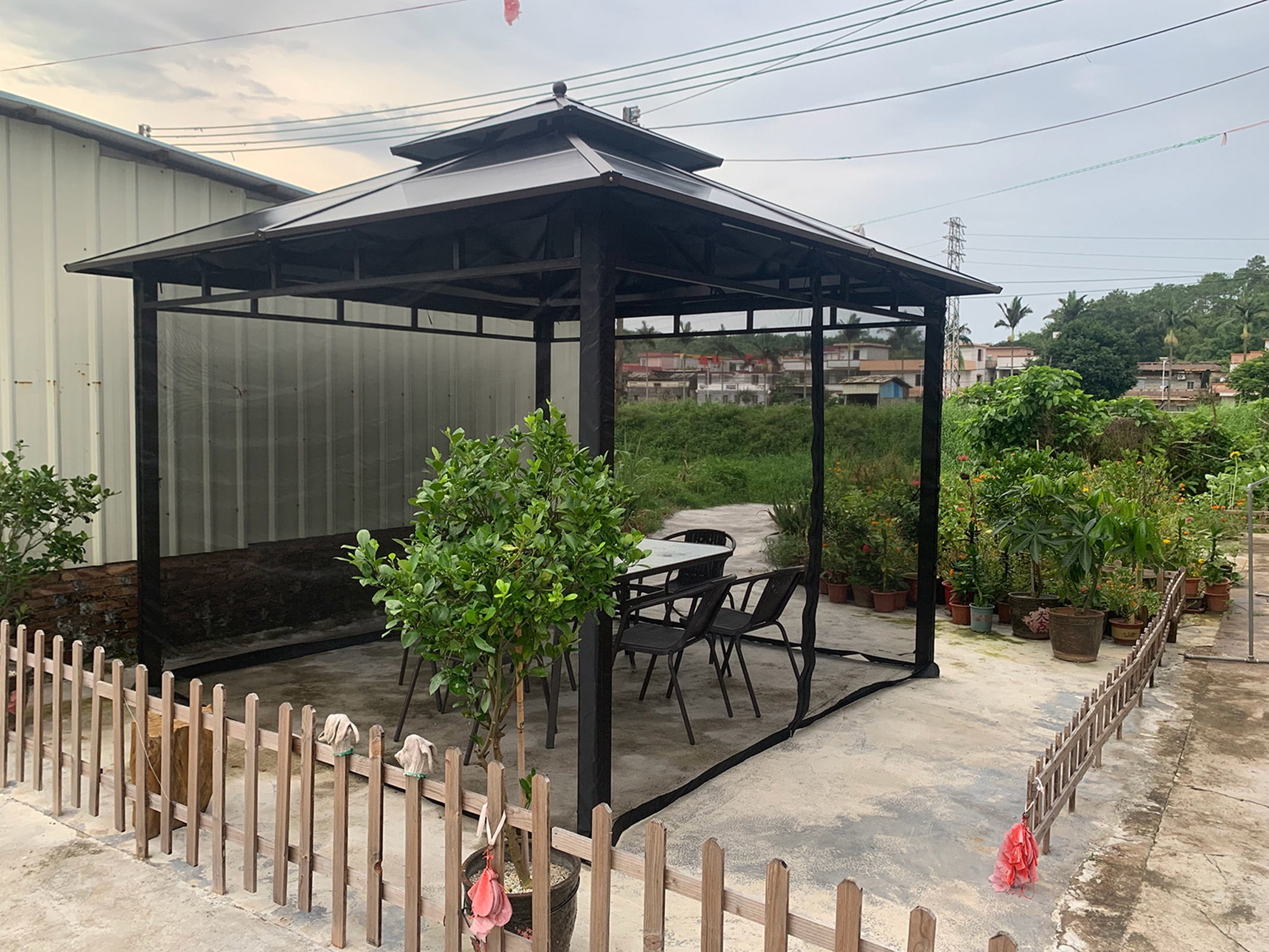 Universal Replacement Mosquito Netting, 10' x 10' Outdoor Canopy Net Screen 4-Panel Sidewall Curtain, with Zippers, Easy to Install, Fit for Most Gazebo 10x12 Canopy
