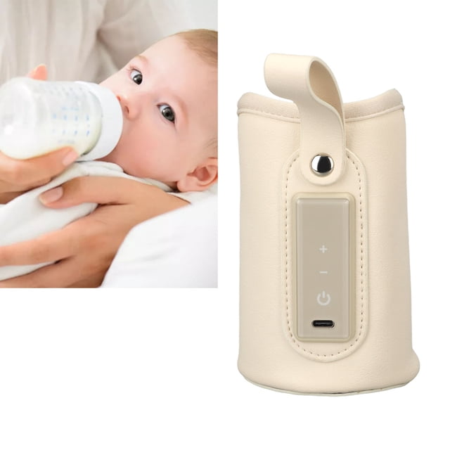 Funda Calentadora De Biberones, Pantalla LCD Electrónica 10W De Potencia Funda Calentadora De Botellas De PU Enchufe Portátil De La UE 100-240V USB Para Bebés Para Automóviles