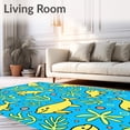 thumbnail image 2 of ODIKA 5'x7' Machine Washable Non-Slip Area Rug, Sealife Frolic Interlocking Cartoon Fish and Whale High Traffic Rug with Pad, Blue, 686302, 2 of 8