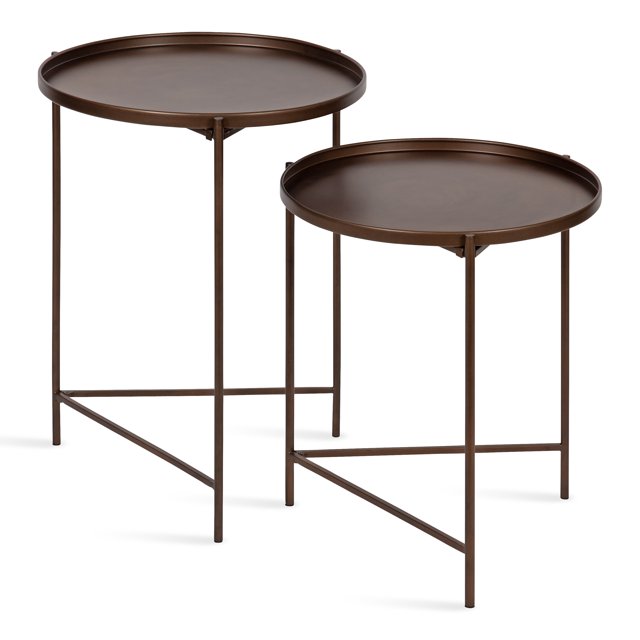 Kate and Laurel Ulani Modern Nesting Side Table, Set of 2, Bronze, Sophisticated Glam End Tables for Storage and Display