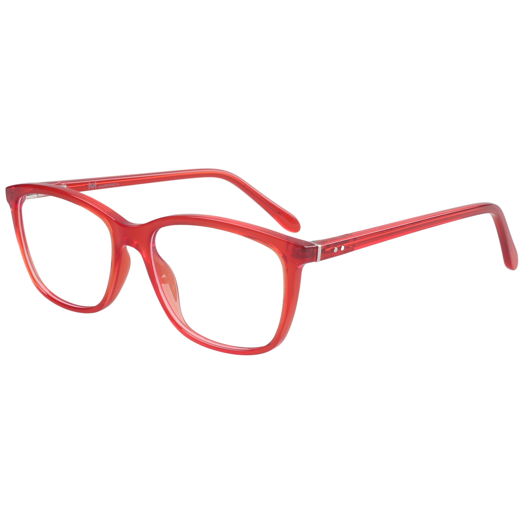 Women's M America Linden Rx'able Eyeglasses, Square, Plastic, Red Crystal, 1 Pair