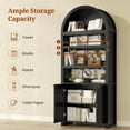 thumbnail image 4 of 81" Tall Arched Bookshelf, Kitchen Pantry Storage Cabinet, 6-Tier Bookcase with 2 Doors for Living Room, Kitchen, Home Office, Black, 4 of 7