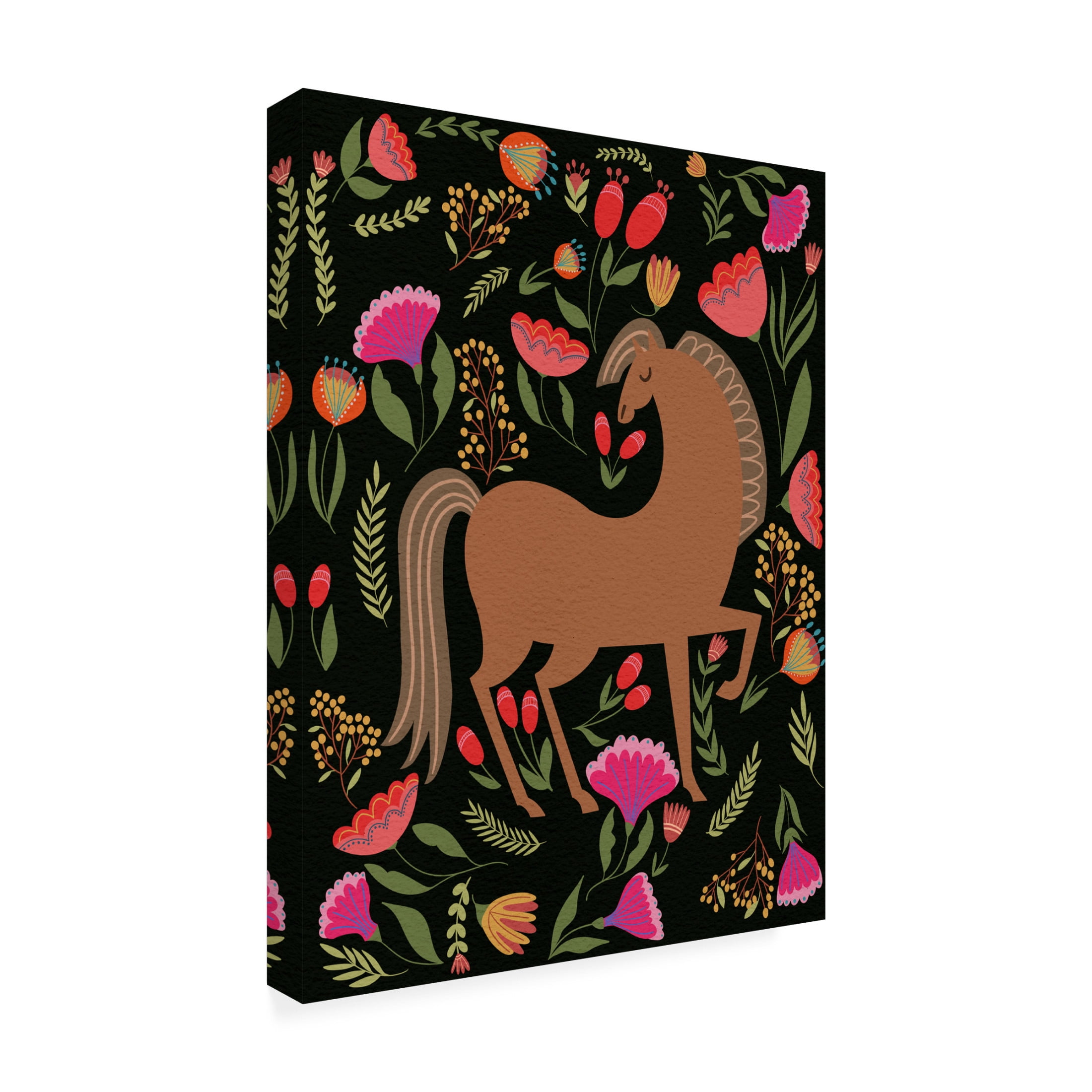 Trademark Fine Art Regina Moore Folk Prancing Dark II Canvas Wall Art