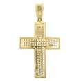 thumbnail image 3 of Domed Diamond Cross Pendant 10K Yellow Gold Mens Round Pave Mini Charm 0.50 Tcw., 3 of 5