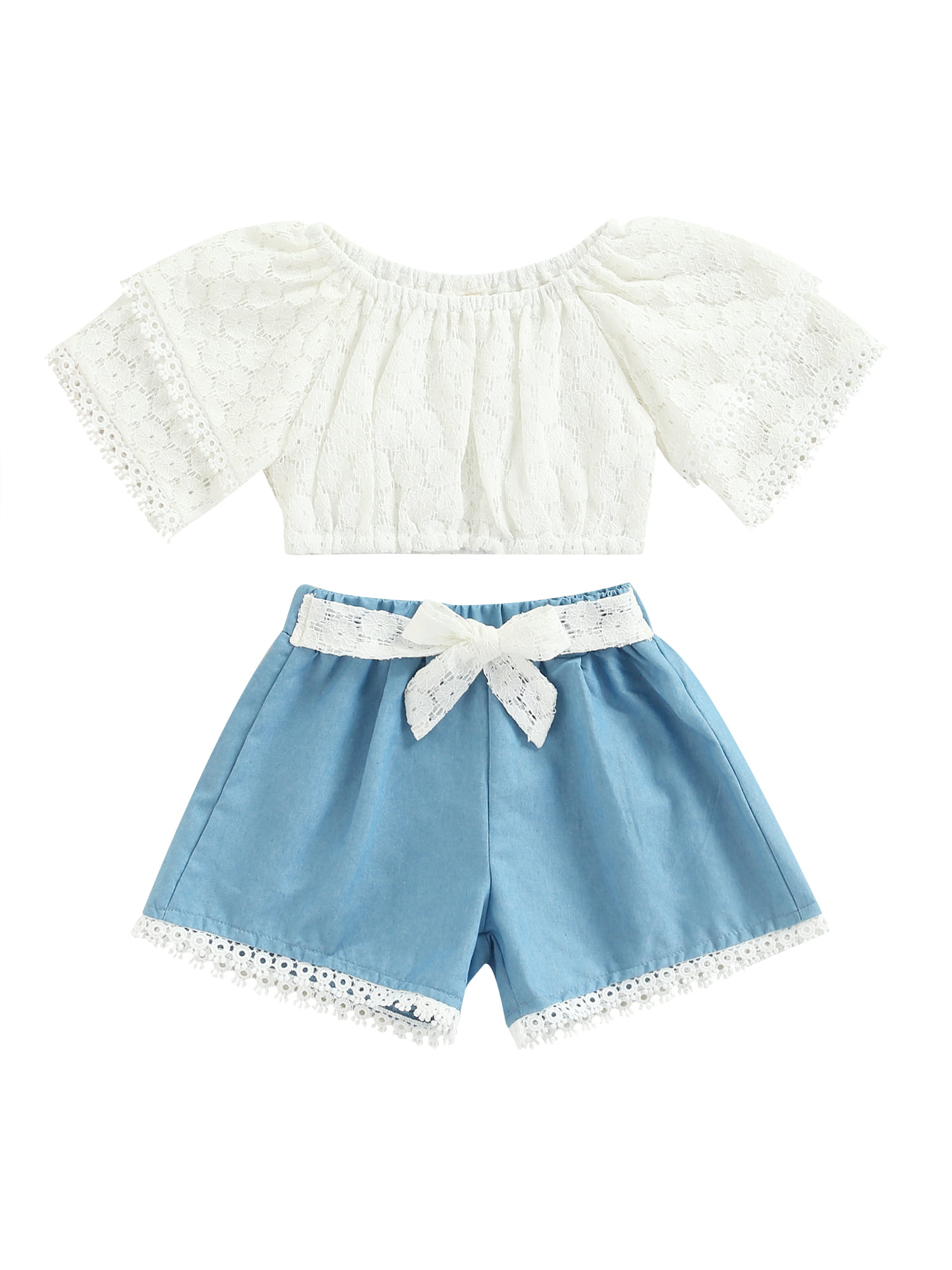 Details about   2Pcs Toddler Kids Baby Girls Outfit Gallus Tops Shorts Summer Clothes Set 