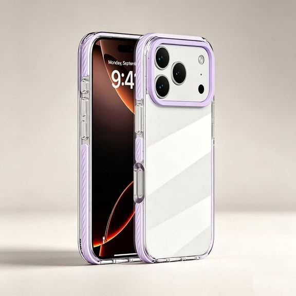 For iPhone 14 Pro Max Phone Case,Crystal Transparent Back Design,Non-Slip Frame,Ultra Slim Shockproof Two-Color Cover,Drop Protection Durable Thin Fit Hybrid Phone Case Cover,Purple
