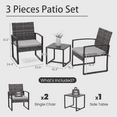 thumbnail image 4 of Bezseller 3-Piece Patio Bistro Set, Outdoor Rattan Furniture Set with Coffee Table Conversation Set, Grey, 4 of 9