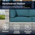 thumbnail image 5 of 7 Pieces Outdoor Patio Furniture Set, Rattan Sectional Sofa, Conversation Set with Waterproof Cushion and Coffee Table, for Deck, Backyard, Garden, Peacock Blue, 5 of 9