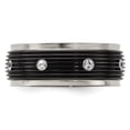 thumbnail image 4 of Finest Gold Edward Mirell Titanium & Black Titanium with White Sapphires Grooved Ring - Size 10, 4 of 6