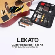 LEKATO 72Pcs Guitar Tool Kit, Guitar Repair Kit, Guitar Setup Kit, Professional Guitar Repairing Maintenance Tool Kit for Luthier Beginner, Guitar Accessories for Acoustic Guitar Ukulele Bass Banjo