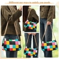 thumbnail image 4 of FORMRS Womens Shoulder Bag with Chain Strap Clutch Purse Cute Tote Handbag, Blue Checkered Pattern, 4 of 7
