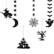 thumbnail image 1 of 6 piezas de decoraciones colgantes para fiesta de Halloween, adorno colgante para fiesta, guirnalda negra con purpurina, decoración para casa embrujada, murciélago, araña, estrella y luna, 1 of 5
