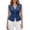 Dark Blue, variant on LEAVINGSUO Denim Tank Tops for Women Ruffle Casual V-Neck Button Front Slim Pleated Sleeveless Black S