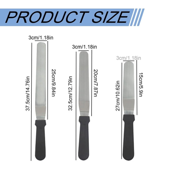 Offset spatula Reusable Multi-purpose Baking Black Stainless Cake Spatula Cake Spatulas For Decorating Thickened Offset Spatula For Home Kitchen