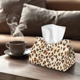 thumbnail image 4 of SEANATIVE Leopard Print Tissue Box Cover Rectangle Tissue Box Holder Brown Tissue Paper Case PU Leather Facial Tissue Holder for Bathroom Car Bedroom Hotel Office Indoor Home Decor, 4 of 7