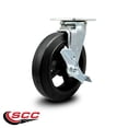 thumbnail image 2 of 8 Inch Rubber on Steel Swivel Caster with Roller Bearing and Brake SCC, 2 of 2