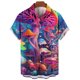 thumbnail image 3 of Camisa con estampado 3D de hongos para hombre, camisas casuales de moda de manga corta para playa, blusas de calle para hombre, camisas de gran tamaño con botones, blusas, 3 of 5