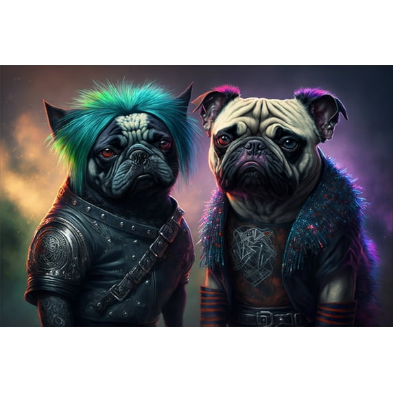 24x36 gallery poster, Punk Rock Pugs p1