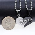 thumbnail image 5 of Uloveido Stainless Steel Mens Womens Couple Pendant Necklace Love Heart CZ Puzzle Matching Fashion Jewelry Stores (Black) SN102, 5 of 9