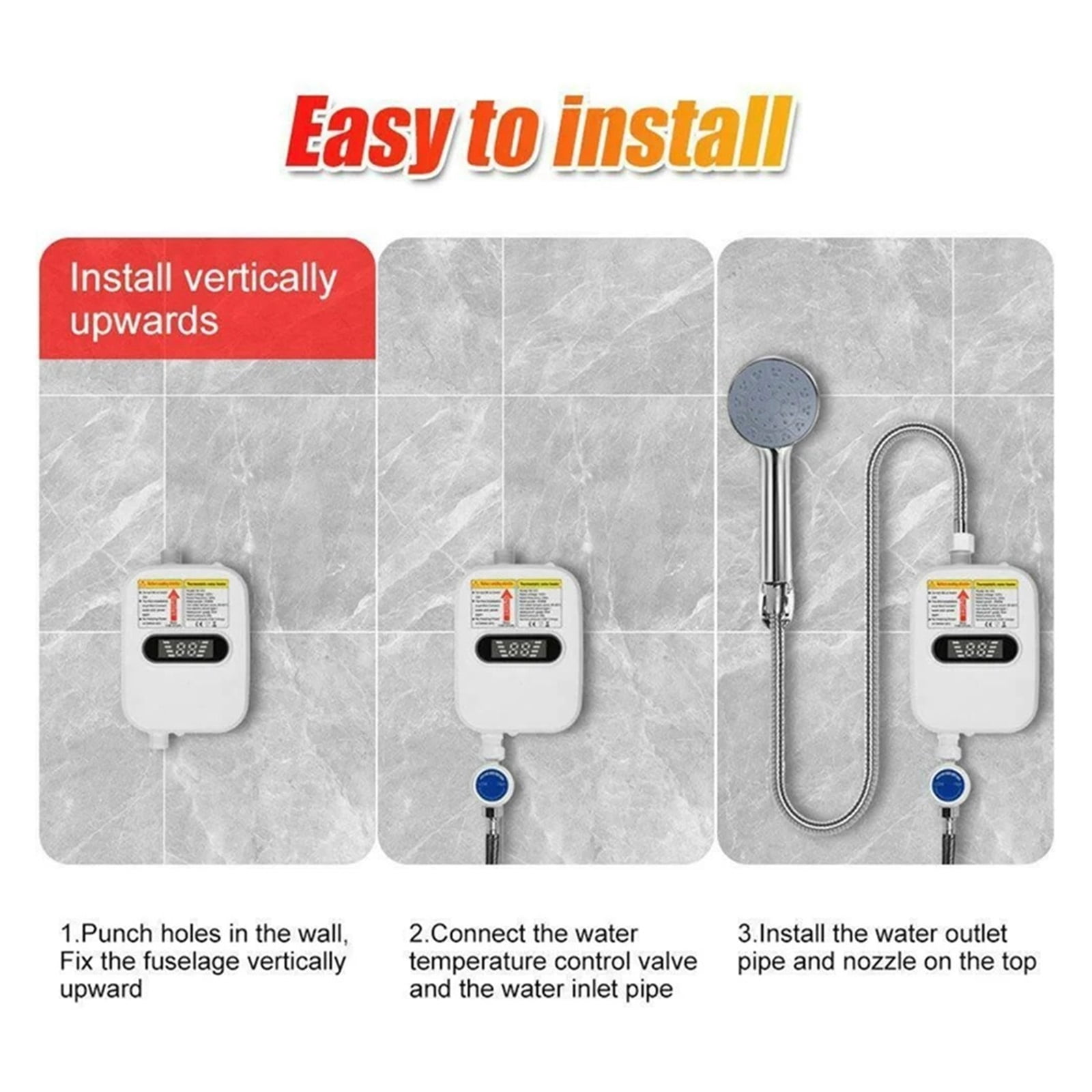 3500W Electric Thankless Instant Hot Water Heater Bathroom Faucet Tap Heating 3 Seconds Instant Heating ,Energy Saving