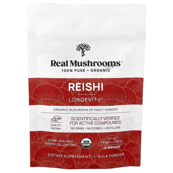 Real Mushrooms Reishi, Organic Mushroom Extract Powder, 1.59 oz (45 g)