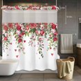 thumbnail image 5 of Valentine's Day No Hooks Shower Curtain with Snap-in Liner Romantic Watercolor Red Pink Roses Floral Leaf Love Heart Shower Curtains for Bathroom, Waterproof, Easy Install, Washable 72"x72", 5 of 9