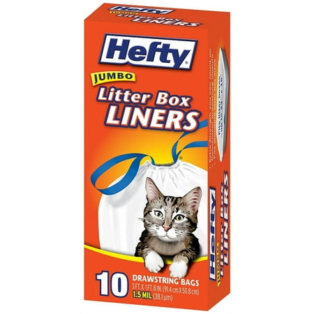 Hefty Jumbo Litter Box Liners, 10 count