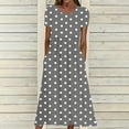 thumbnail image 4 of Vestido Casual Pantalones para Mujeres Vestido de Cuello Alto Cintura Elástica Cuello en V Manga Corta Polka Dot Cuello Redondo Top, 4 of 5