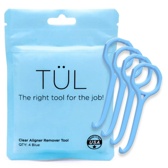 TÜL Invisalign Remover Tool, Made in USA, Lifetime Warranty, Blue 4 Pack