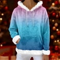 thumbnail image 6 of Hoodies For Women Oversized Winter Plush Cute Gradient Print Flannel Hooded Sweatshirt Trendy Fall Winter Clothes Cozy Pullover,Blue,M, 6 of 7