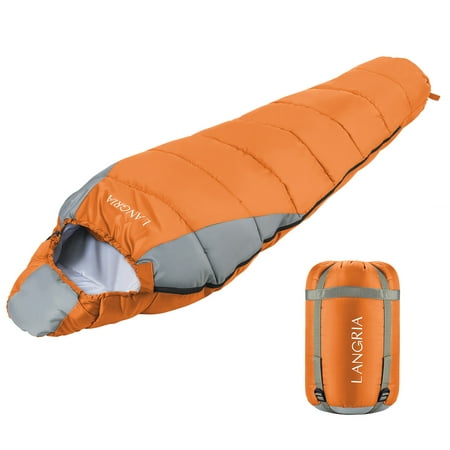 LANGRIA Sleeping Bag - 3 Season Warm & Cool Weather - Summer, Spring, Fall, Lightweight for Adults & Kids - Camping Gear Equipment, Traveling, and
