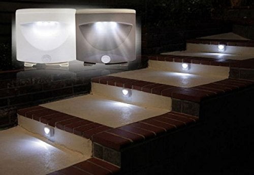 2 Packs Indoor and Outdoor LED Motion Step Light and Light Sensor Activated Wireless Battery Powered Night Light Weatherproof Easy to Install