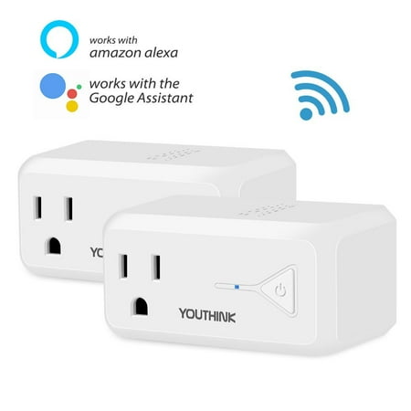 WiFi Smart Plug Wireless Enabled Mini Socket Outlet Compatible with Amazon Alexa Echo and Google Home,No Hub Required,Voice or App Remote Control with Timing Function (2 (Best Wifi Remote App)