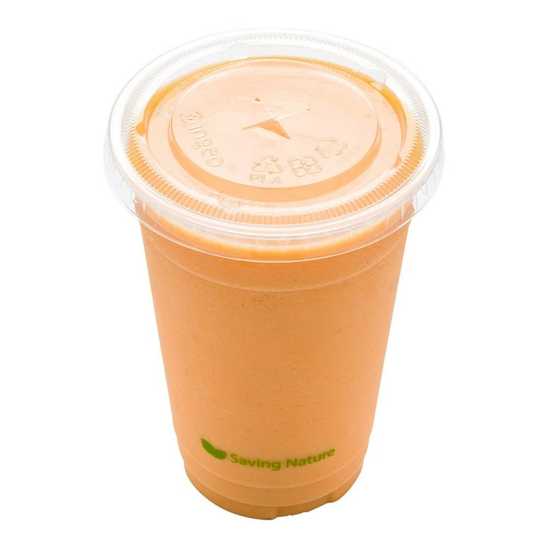 Flat Straw Lid for 9/12/16/20/24 oz. Recyclable Plastic Cup 1000/Case