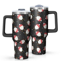 Black Christmas Santa Pattern Tumbler with Handle and Lid,40oz Double Wall Vacuum Insulated Tumbler,Cups Gift for Women and Men