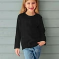 thumbnail image 6 of Girl Long Sleeve Tops Solid Color Crewneck Cotton T-shirts Casual Cozy Base Sweatshirt Lightweight Pullover, 5 Years Black, 6 of 7