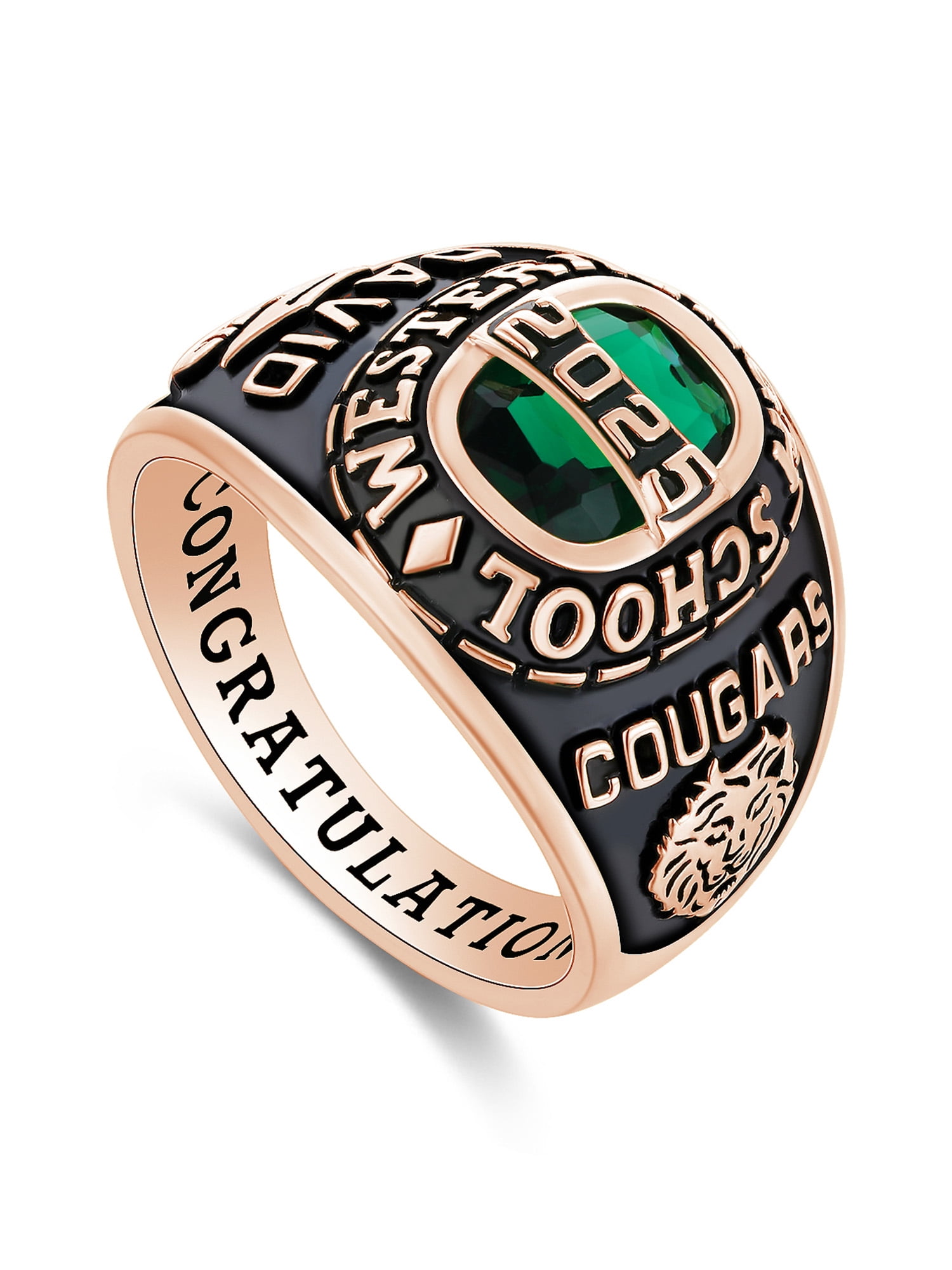 Mementos PJM Custom Class Rings for Men High School and College-Sterling Silver/Rose Gold-Royal