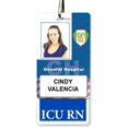 thumbnail image 2 of 5 Pack - ICU RN Badge Buddies - Vertical Heavy Duty Spill & Tear Resistant Cards - 2 Sided- Quick Role Identifier ID Buddy for Critical Care Nurses/Intensive Care Registered Nursing Jobs (Blue), 2 of 2
