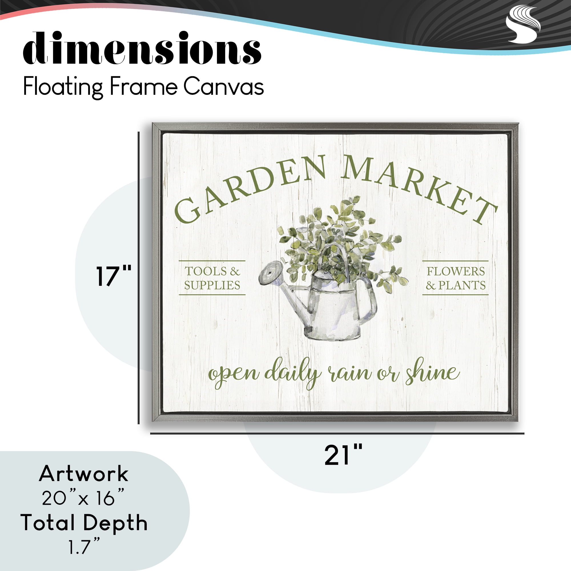 Stupell Industries Open Daily Garden Market Gray Framed Floater Canvas Wall Art, design by Sally Swatland