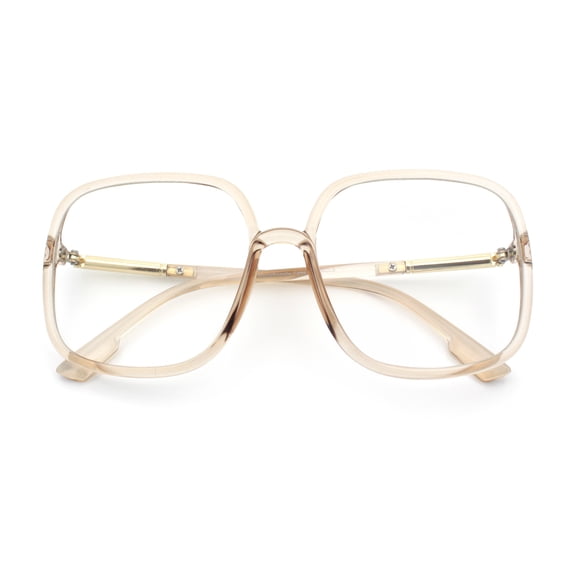 SA106 Womens 70s Retro Geek Chic Butterfly Clear Lens Eyeglasses / Beige Gold