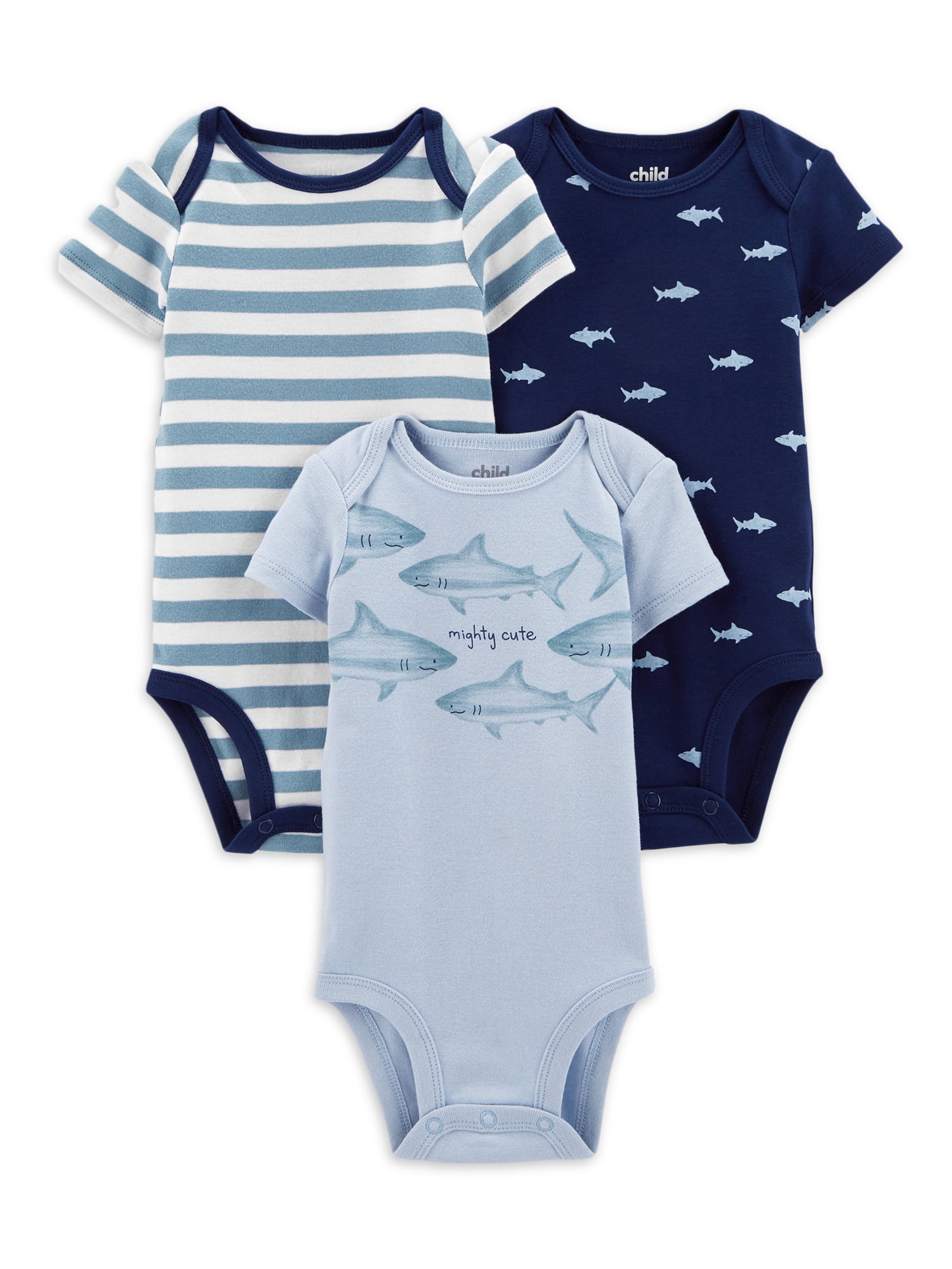Carter's Child of Mine Baby Boys Shark Bodysuit, 3-Pack, Preemie-18 Months