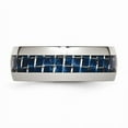 thumbnail image 3 of Stainless Steel Polished With Blue Carbon Fiber Inlay 8mm Band (Size 13) Made In China sr269-13, 3 of 4