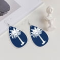 thumbnail image 4 of Faux Leather Teardrop Earrings South Carolina Flag Printed Dangle Earrings Lightweight Drop Earrings, 4 of 6