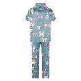 thumbnail image 4 of Sexy Pijama Conjunto para las Mujeres Impreso Bolsillo Pantalones de Manga Corta, Traje Suelto Casual para el Hogar Y el Salón, 4 of 9