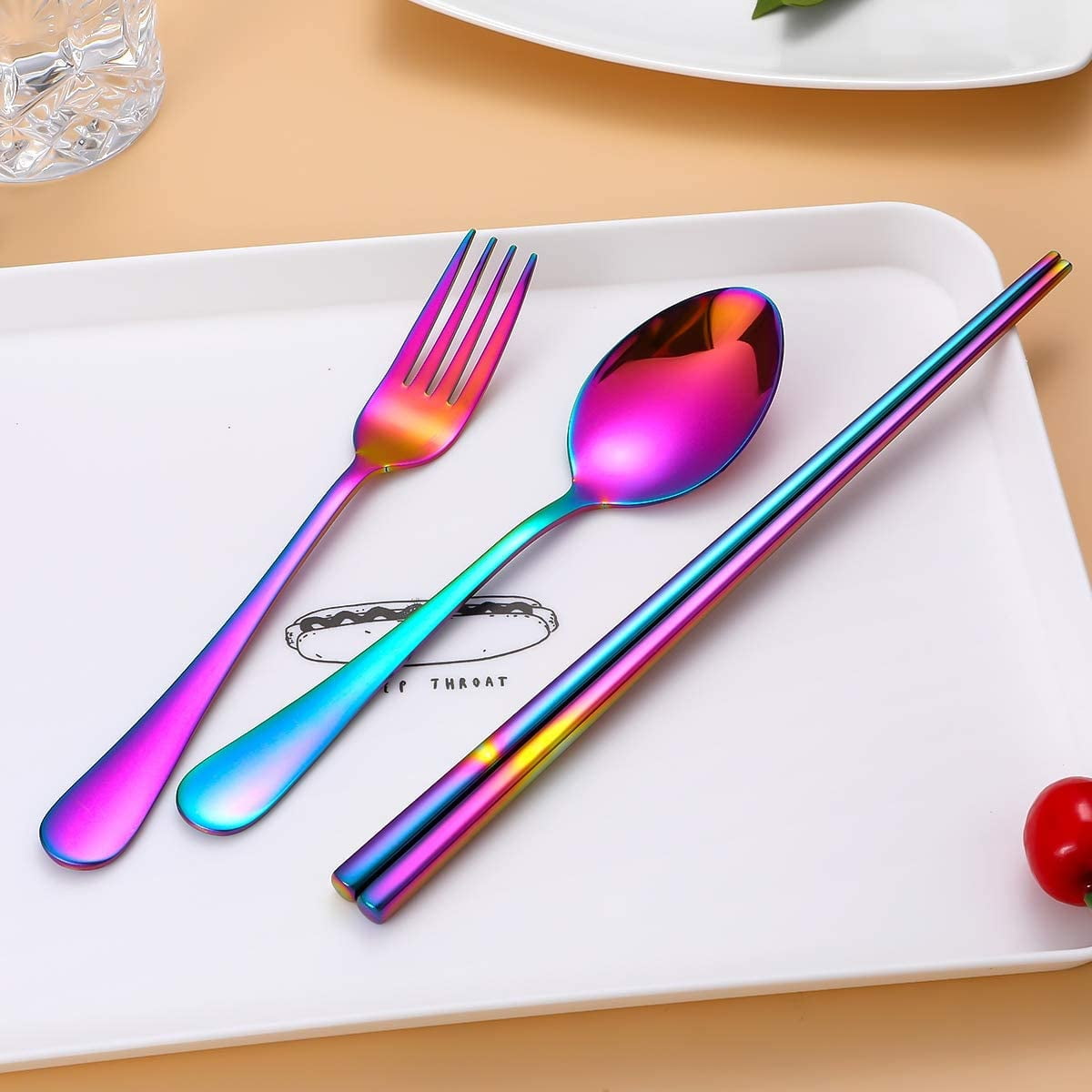 Topbooc portable stainless steel flatware set, travel camping cutlery set,  portable utensil travel silverware dinnerware set